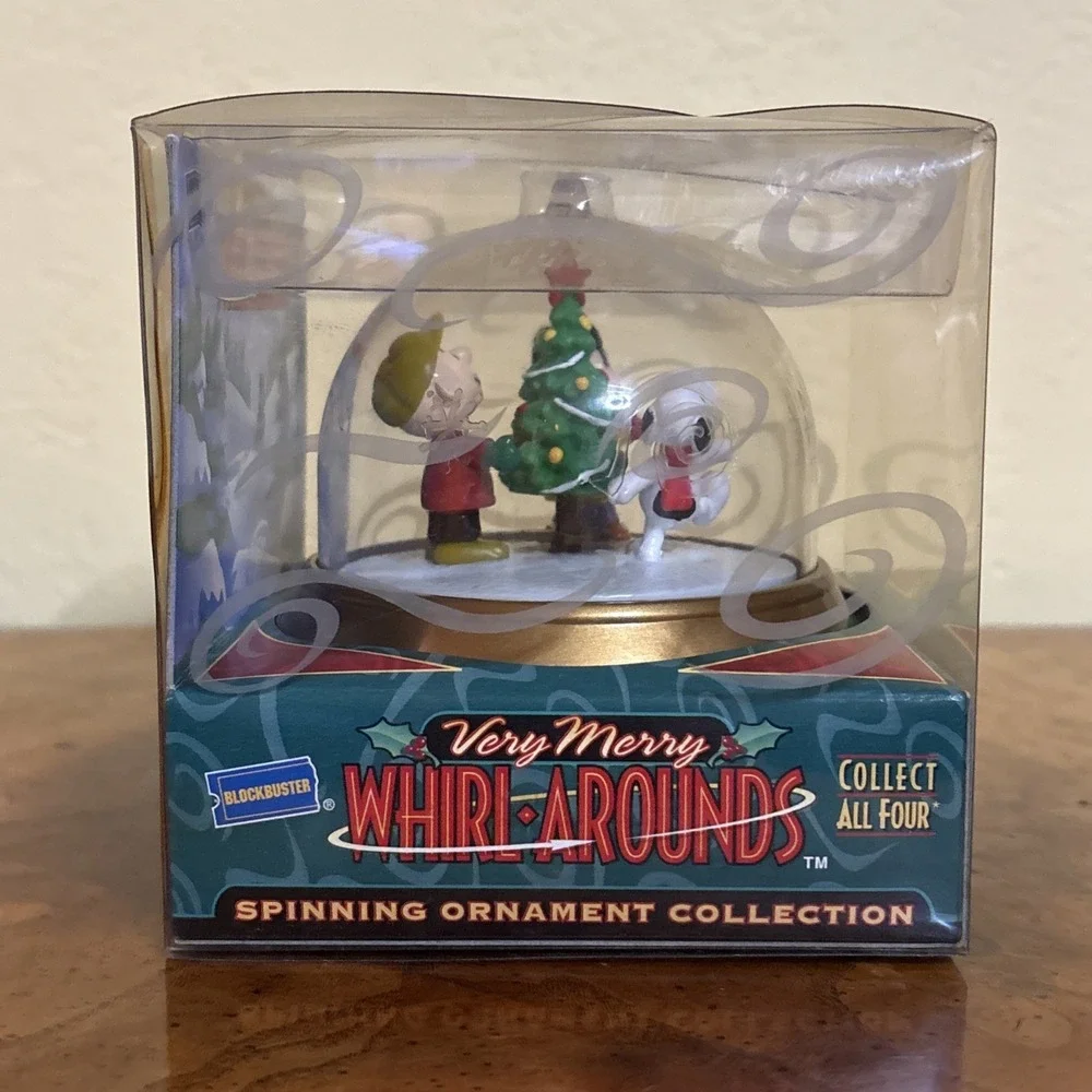 1999 Peanuts Very Merry Whirl Arounds Blockbuster Spinning Christmas Ornament